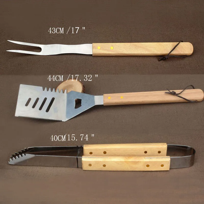 OAK WOOD BBQ TOOL SET  (6)