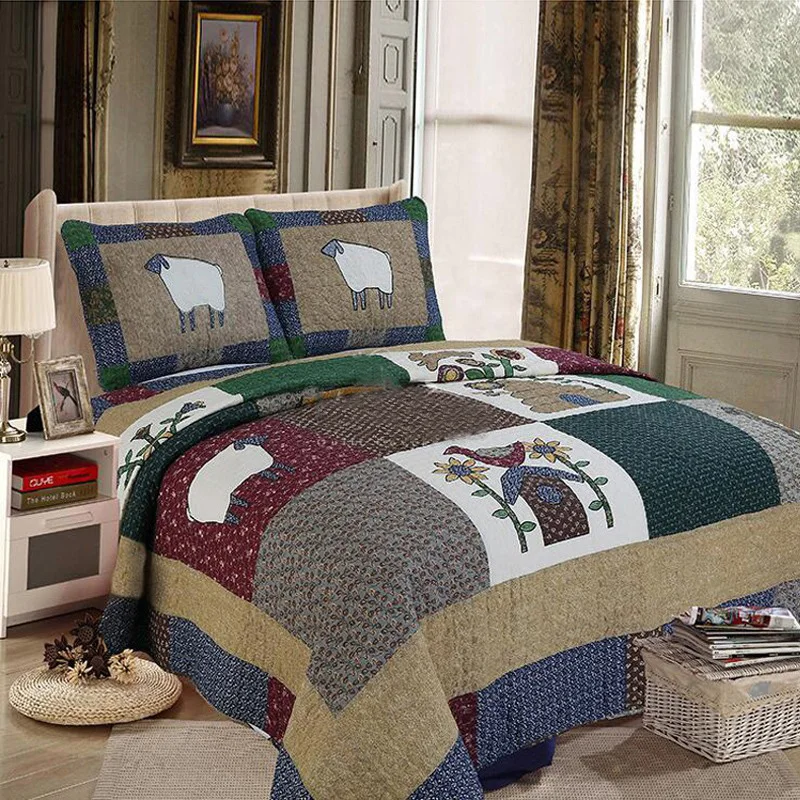 

Manual quilting 100% cotton bedding set bed cover air conditioning bedspread 230x250cm Patchwork Coverlet Bed Cover New