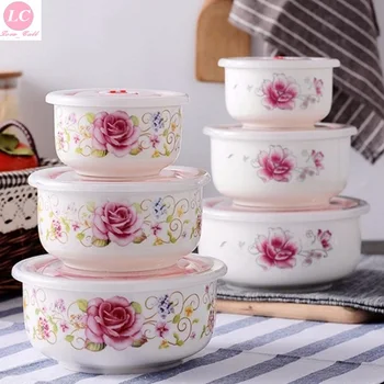 

Tureens Fresh-keeping Bowl Sealing Cover With Hole Dinnerware Food Storage Tableware 3PCS set