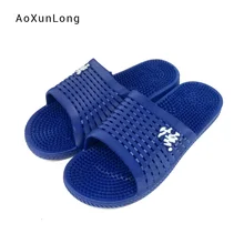 Лидер продаж; мужские массажные тапки для дома помещений; синие сандалии для ванной; Мягкие Вьетнамки на плоской подошве с полым верхом; нескользящие мужские Тапочки