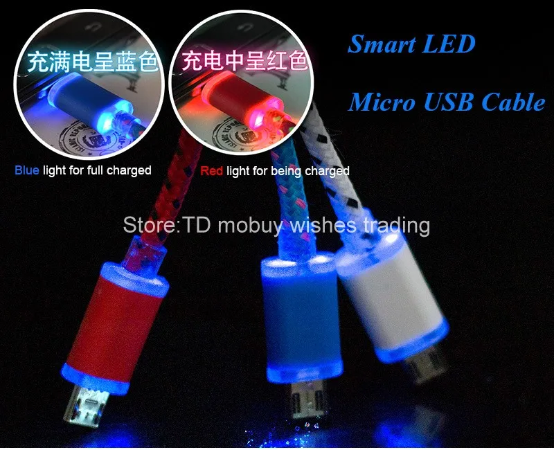 1 м 30 см/короткие СИД Электролюминесцентный (EL Нейлон Плетеный v8 Micro USB Зарядное