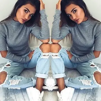 

Autumn knitted sweater women autumn Fashion Turtleneck pullover Tops femmale oversize Long Sleeves Sweater Top