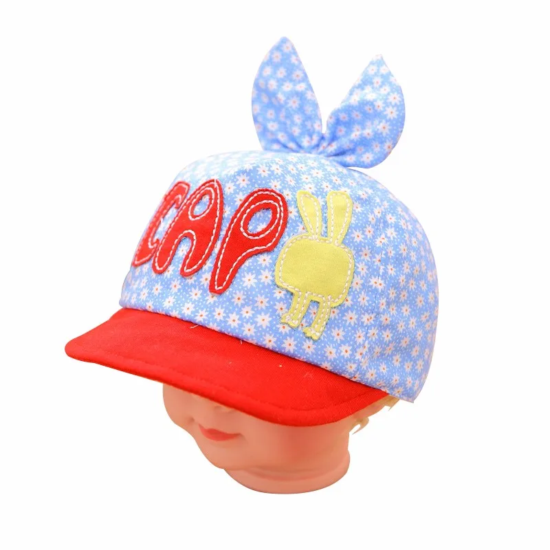 Flower Baby Hat Cotton Breathable Boy Girl Caps Spring Autumn Infant Beanie Baby Sun Cap With Ear 6-18 Months Baby Baseball Hats (3)