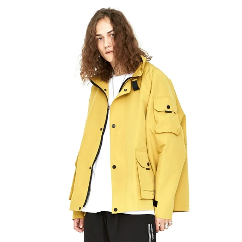 

Men Fashion Casual Windbreaker Jacket Male Loose Coat Spring Autumn Streetwear Hip Hop Tooling Jacket