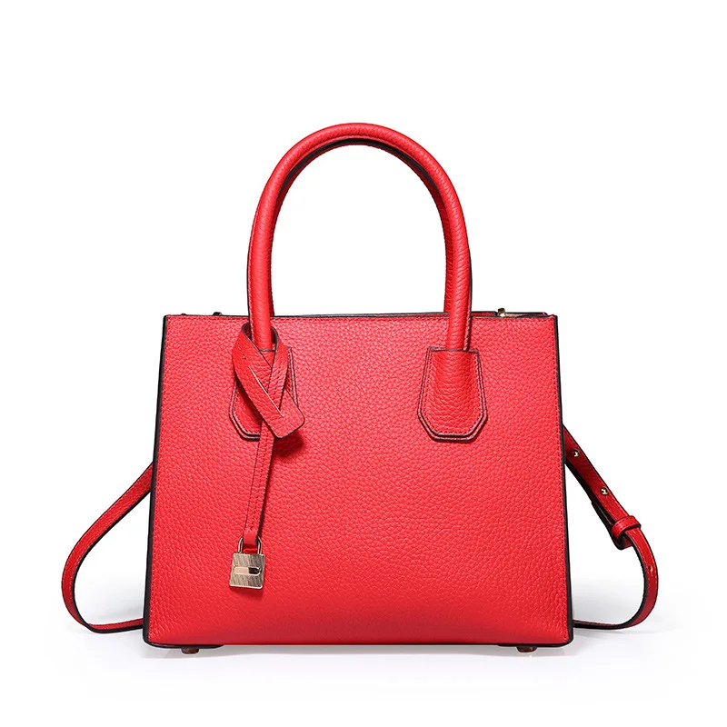 

Women's new multi-color leather zipper Tote Bag Europe and simple's leather zipper Toe shoulder bag