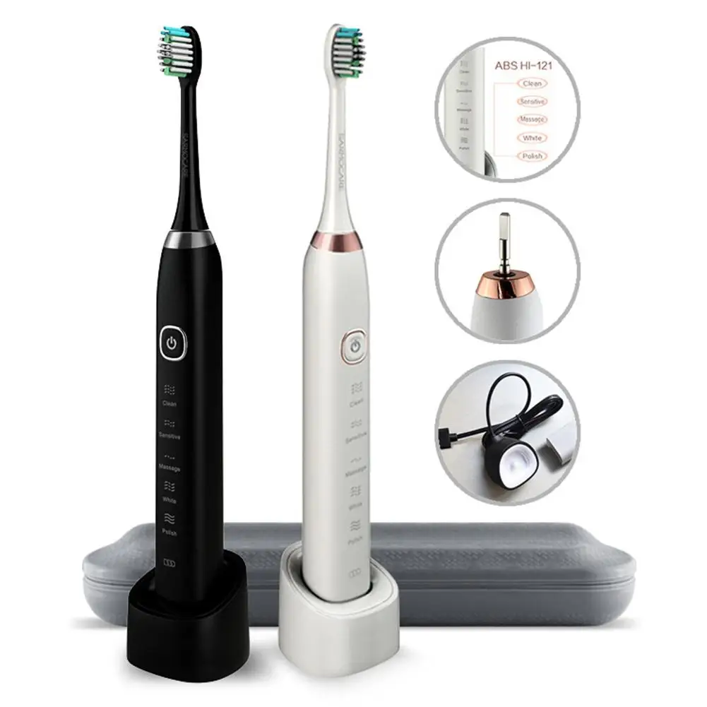 

Portable Travel Adult Smart USB Charging Electric Toothbrush with 2 Brush Heads