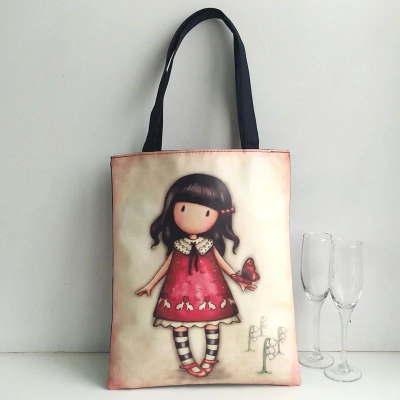Модная женская сумка на плечо с мультипликационным принтом, Высококачественная портативная пустая сумка, красивая стильная школьная сумка для отдыха для девочек, сумка для покупок - Цвет: 13