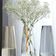 Скандинавская стеклянная ваза, ПРОСТАЯ ПРОЗРАЧНАЯ многоцветная ваза для водной культуры, вставленные цветы, настольные украшения, украшение для дома