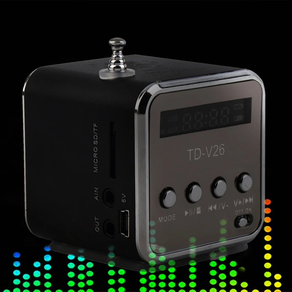 

LCD Display TD-V26 Portable Radio Speaker WithSupport Micro SD/TF MP3 Music Player Digital FM Compatible for Laptop