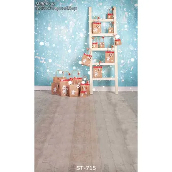 

wood ladder gift blue wall backdrops Vinyl cloth High quality Computer print christmas Photography Backgrounds