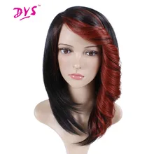 Deyngs короткий прямой синтетический парик для женщин натуральный Омбре черный до красный цвет волосы с челкой 180% высокой плотности термостойкие