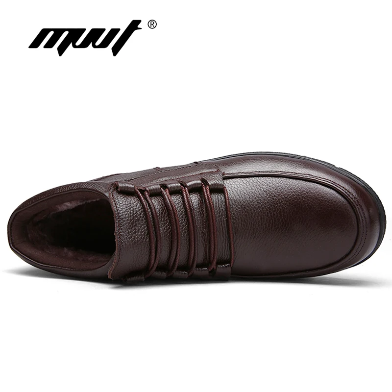 Neve Quente D' Inverno Prova Couro Mvvt Água De Genuínos Manter Com Plataforma Botas Brown Plust Homens Pele Tornozelo Preto Tamanho dark aqqfz1BWO