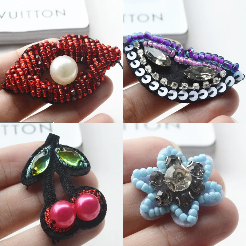 

Rhinestone bead bee embroidery patch, diy accessories clothing decoration paillette applique patch