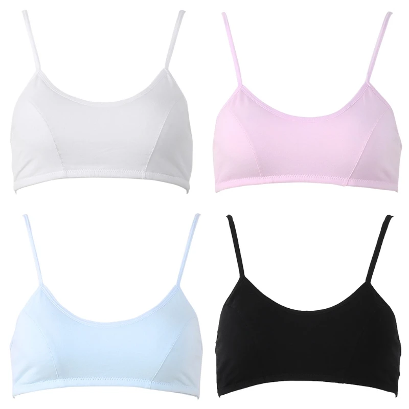 

KLV Young Girls Training Bra Puberty Teen Kids Soft Breathable Touch Cotton Underwear Tops
