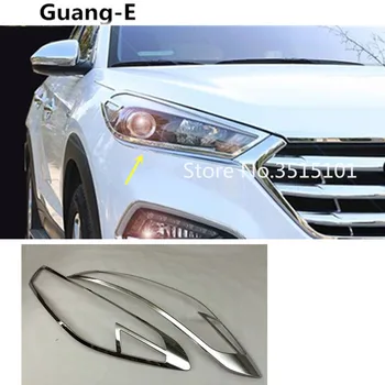 

Car body styling front head Light lamp hood Molding frame stick ABS Chrome cover trim For Hyundai Tucson 2015 2016 2017 2018