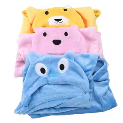 Одеяло для животных с героями мультфильмов, банное полотенце для малышей, милый мягкий детский банный халат с капюшоном и животными