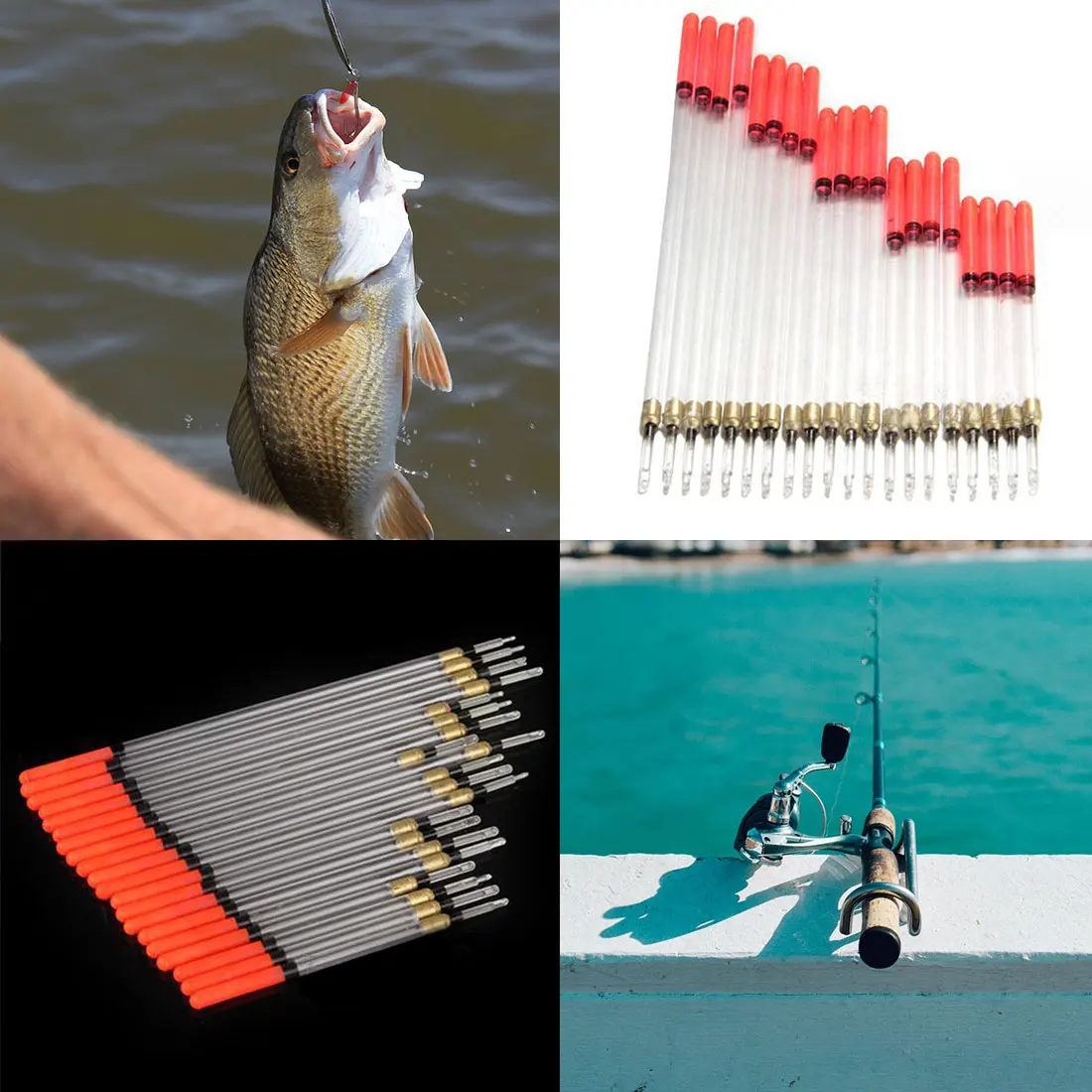 

20PCS Clear Crystal Fishing Floats Floating Stem Tube Set Kits pesca Tackle