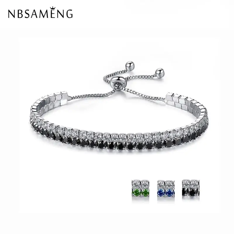 

Fashion Luxurious Crystal Bracelet Silver Color Adjustable Shine Sparkling Strand Charm Bracelets for Women Fashion Jewelry