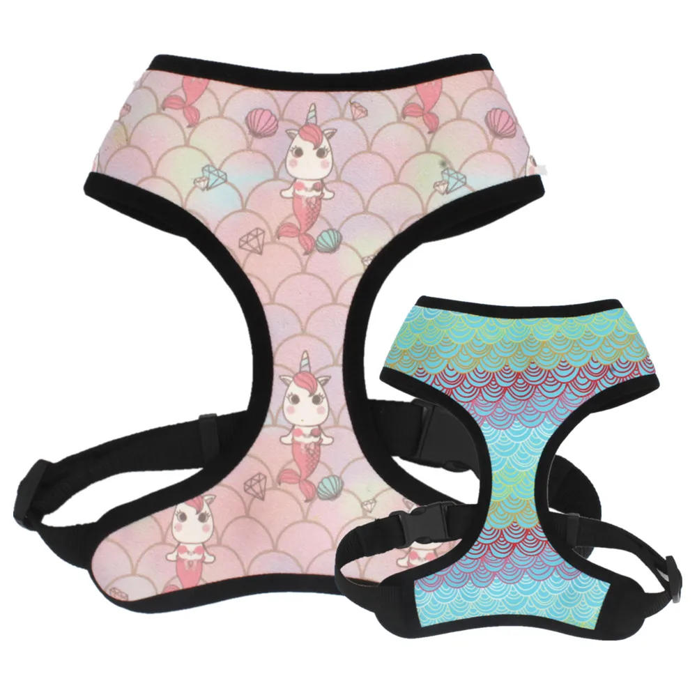 

mermaid Dog Harness with neoprene breathable mesh to keep cool freely for pet puppy