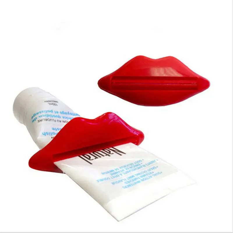 2 Pcs Easy-using Sexy Lip Kiss Bathroom Tube Dispenser Toothpaste Cream Squeezer Free Shipping