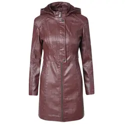 Новинка, пальто из искусственной кожи, женская модная тонкая Лоскутная Длинная женская кожаная куртка, высококачественная искусственная