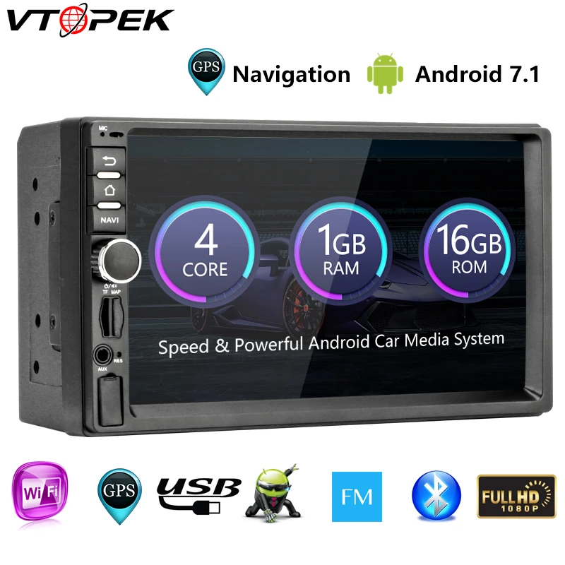 

Vtopek 7" 2 Din Android Radio Car Audio digital touch screen Video input 1024x600 navigation Mirror Link Bluetooth Rear Camera