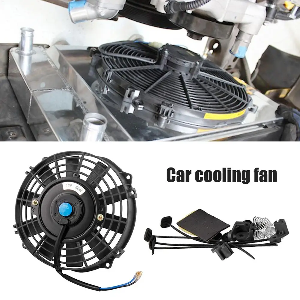 

Universal 7 Inch Car Electric Cooling Fan A/C System 12V/80W High Power Water Tank Fan Cooler Radiator Cooling Thermo Fan