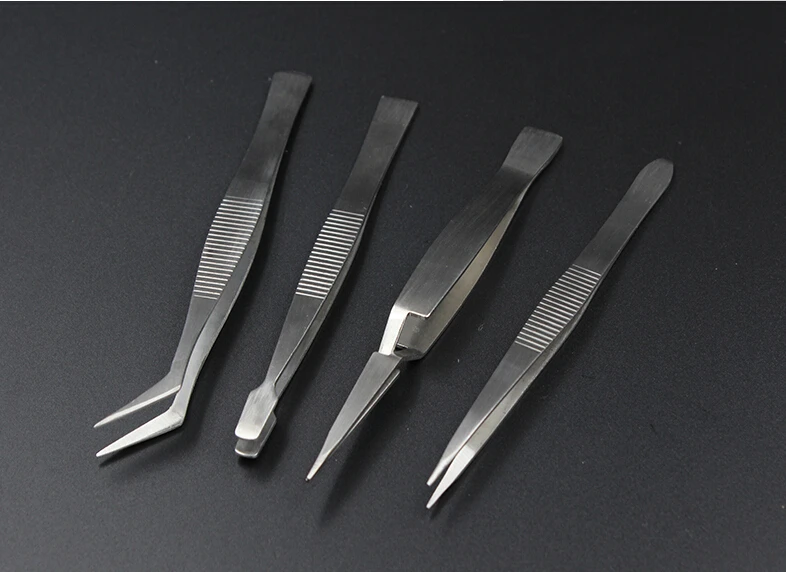 4 In 1 Assorted Tweezers Stainless Steel Set for Arts Crafts Electronic ...