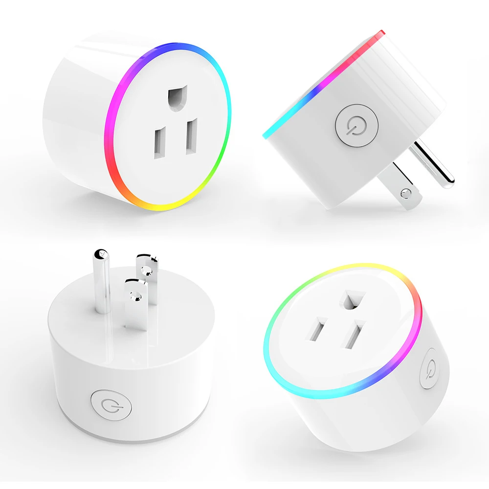 Smart США Великобритания ЕС Plug Wi-Fi управление таймер розетка с выключателем Smart Outlet RGB светодиодный свет голос управление работать с Alexa Google IFTTT