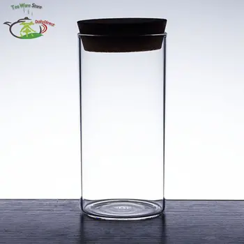 

8 Pcs/Lot 310ml Heat-Resisting Clear Glass Tea Caddy Candy Canister & Wooden Cork