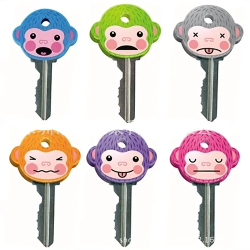 

1 Pcs New creative cartoon keychain soft monkey key set PVC soft key protector monkey Epoxy key set key cover keychain
