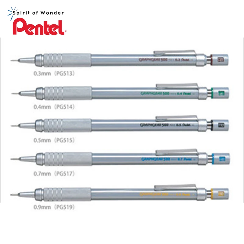 4 перьев комплект Pentel Graphgear 500 разработки карандаш механический карандаш 0,3 0,5 0,7 0,9 мм PG513 PG515 PG517 PG519