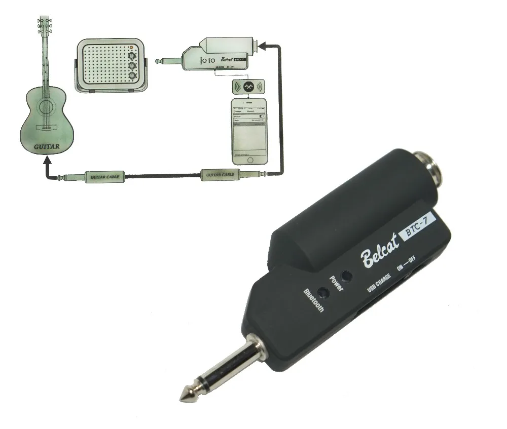 Бесплатная доставка! Гитара и усилитель Bluetooth приемник с подключения к телефону