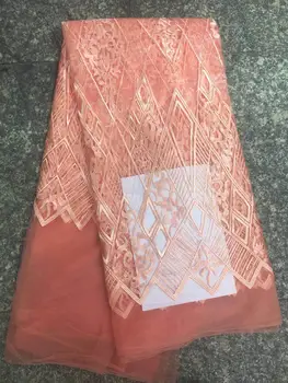 

Pink African Lace Fabric Embroidered Nigerian Laces Fabric Bridal High Quality French Tulle Lace Fabric For Women 5 Yards