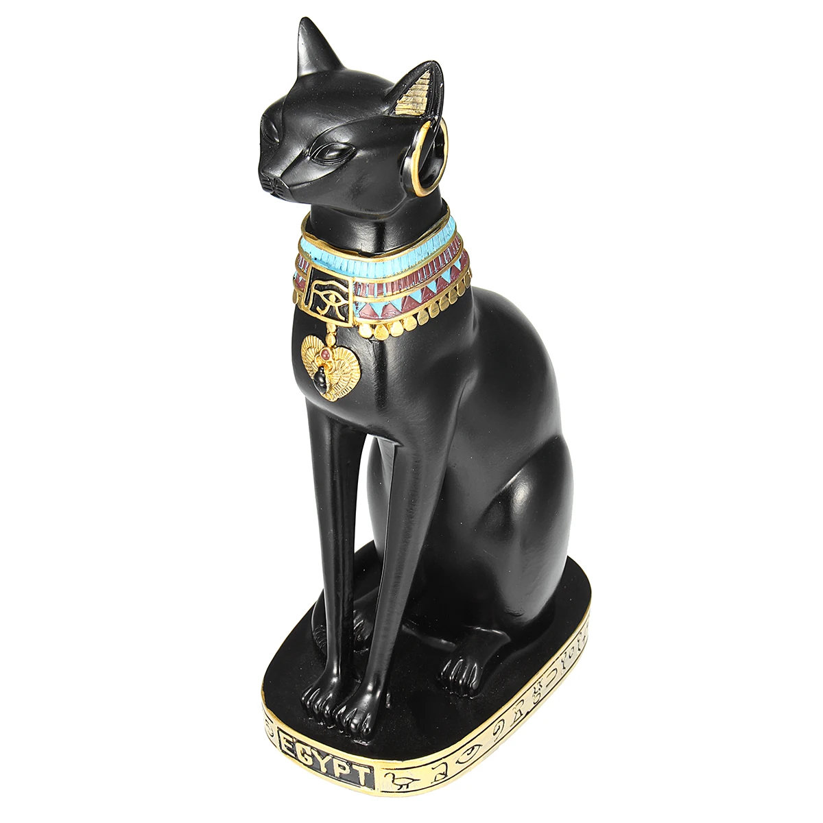 Винтажная египетская Статуэтка богини кошки Баст черная статуя кошки Фараона смола декор коллекционный подарок аксессуары для дома ремесла