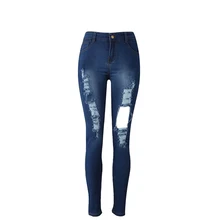 Синий рваные и потёртые Boyfriend ботильоны джинсы для женщин для повседневное Лето Осень плотная прямые брюки девочек весна мотобрюки C1223