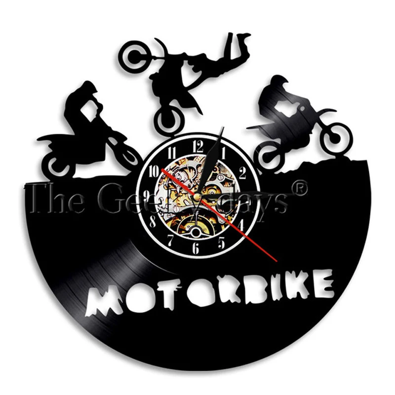 

Creative Off-Road Motocycles Wall Clock Modern Design 3D Decorative Hanging Vintage Vinyl Record Clocks Wall Watch Home Decor