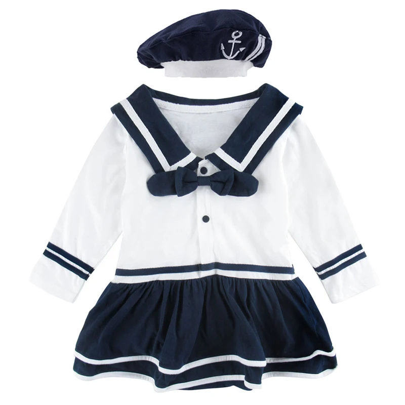 Платье моряка для маленьких девочек; боди; праздничное платье принцессы для новорожденных; летняя одежда для маленьких девочек; Ropa; Bebe с шапочкой