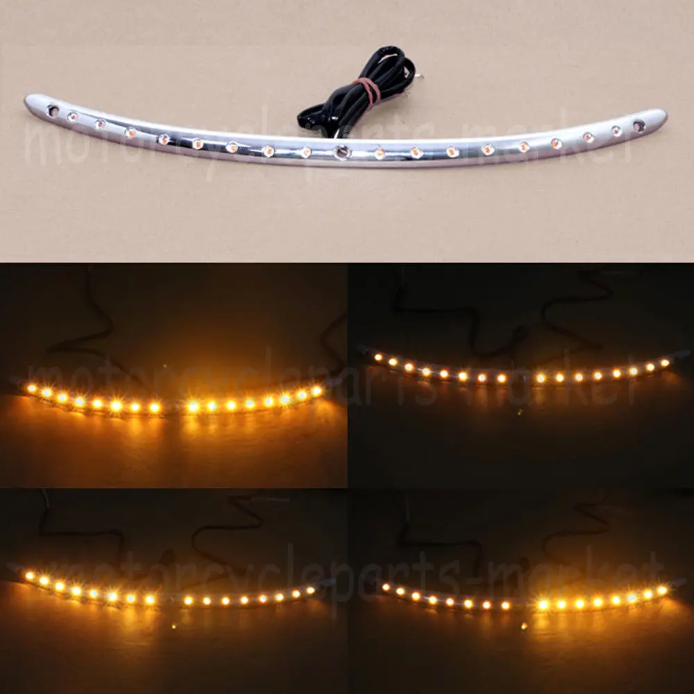

Motorcycle Windshield Trim Turn Signal LED Light Chrome For Harley Touring Electra Glide Street Glide Ultra Limited 2014-2018 17