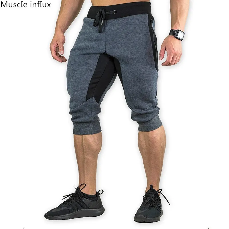 Мужские хлопковые шорты мужские короткие свободные брюки тренажерные залы Фитнес Спортивные штаны брендовые Короткие штаны спортивные брюки спортивная одежда