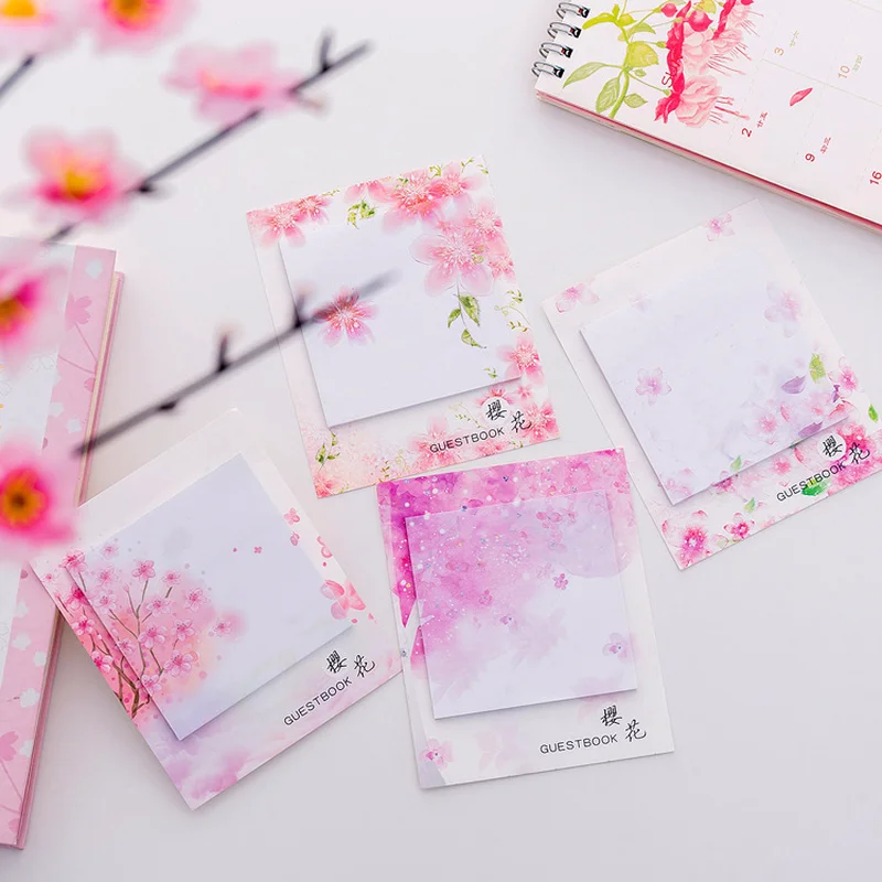 1 шт. растения японский Вишневый Розовый Набор стикеров для заметок бумажный стикер кавайный блокнот канцелярский школьный офисный