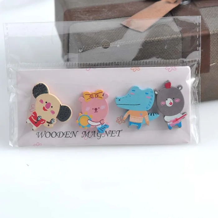 Cute cartoon animal Wooden Fridge Sticker for home