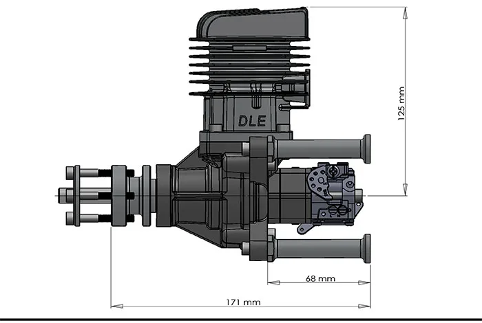 DLE55RA RC самолет бензиновый двигатель одноцилиндровый двухтактный выхлоп с естественным ветровым охлаждением ручной запуск 55CC смещение