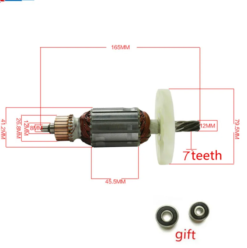 

220-240V 7 Teeth Drive Shaft Rotor Motor Armature For MAKITA HM0810 HM0810B HM0810T 516148-3 Hammer Drill Parts Tools