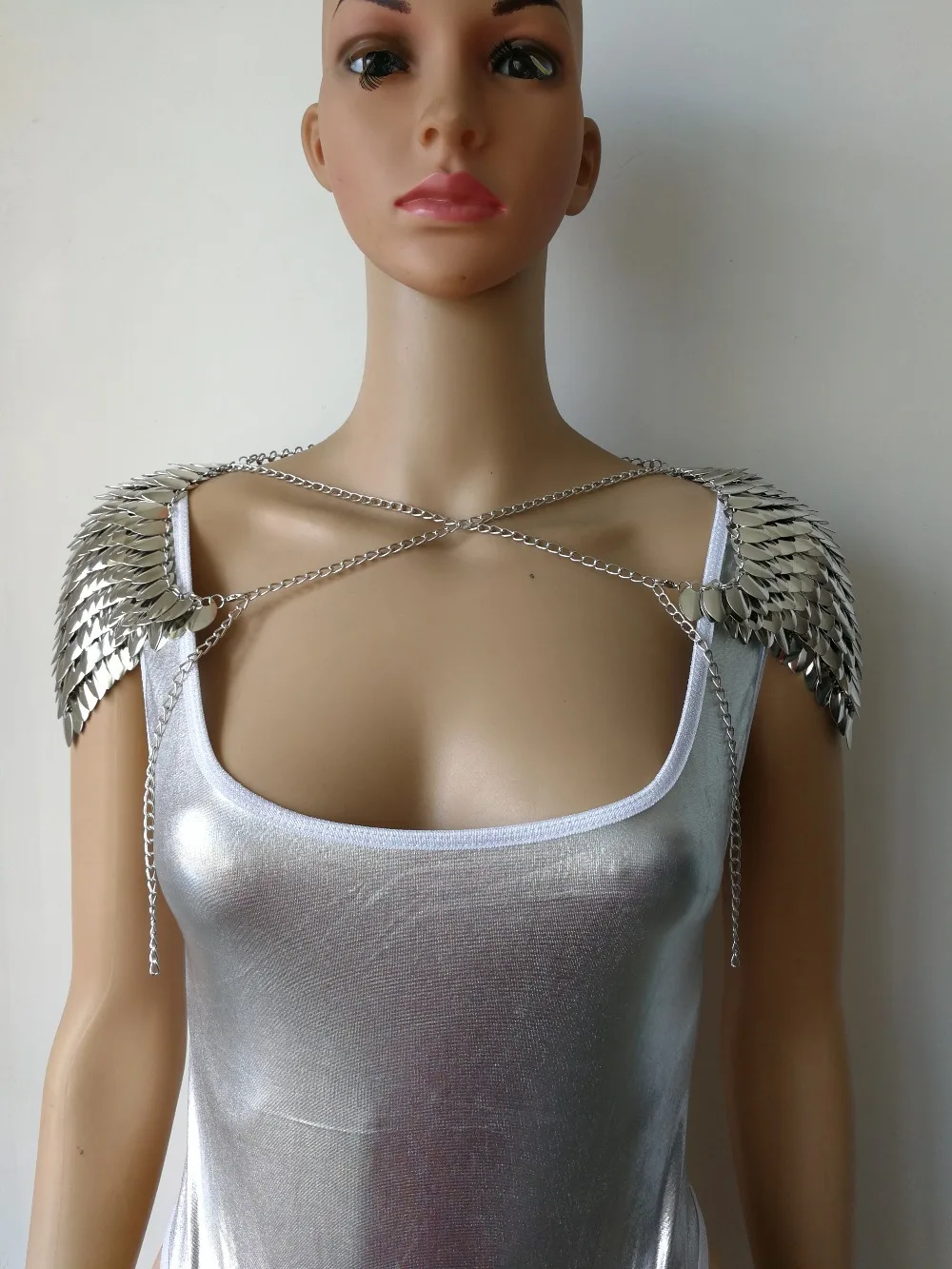 

New Fashion Style B755 Silver Scalemail Mermaid Fish Scales Shoulder Chains Layers Shoulder Body Chains Jewelry 2 Colors