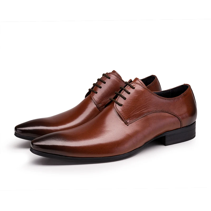 

Large Size EUR45 Black / Tan / Brown Mens Business Dress Shoes Genuine Leather Wedding Shoes Male Prom Shoes