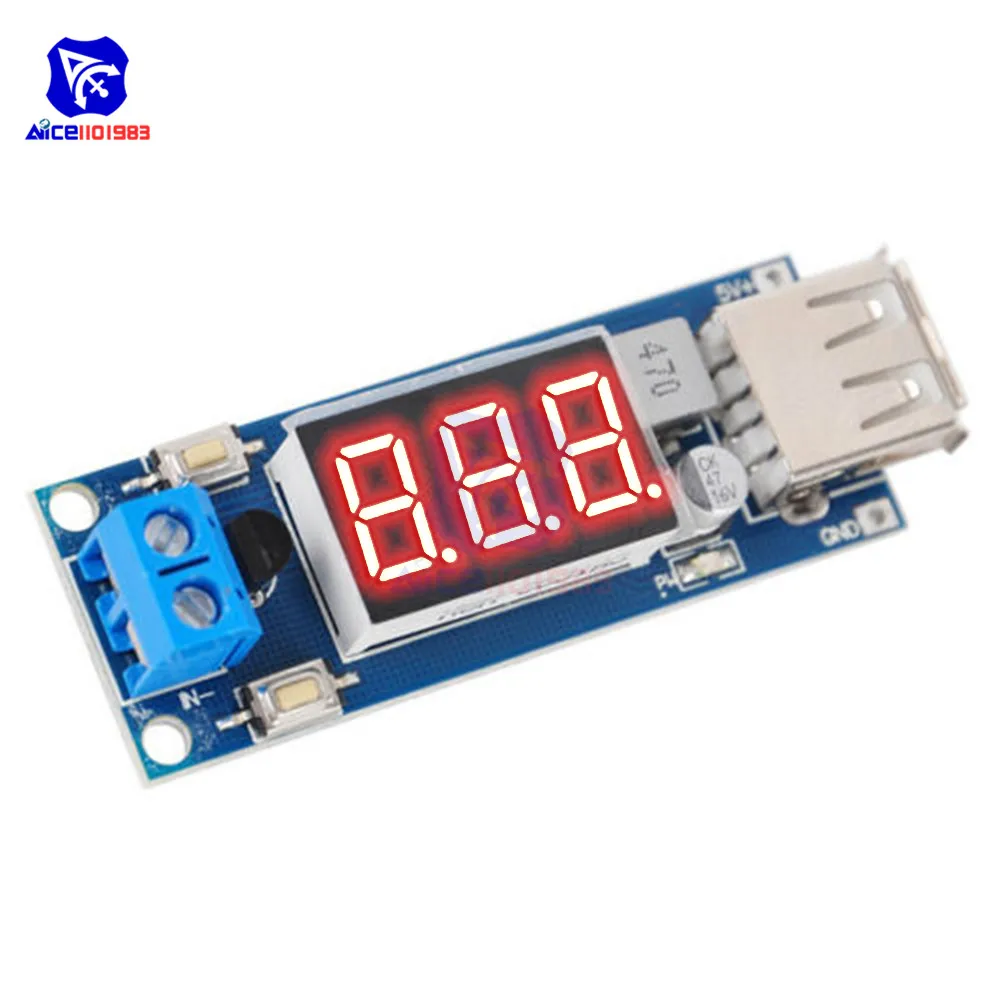 

DC 4.5-40V to 5V 2A USB Charger LED Step-down Buck Converter with Voltmeter Module Low Power Consumption Automatic Protection