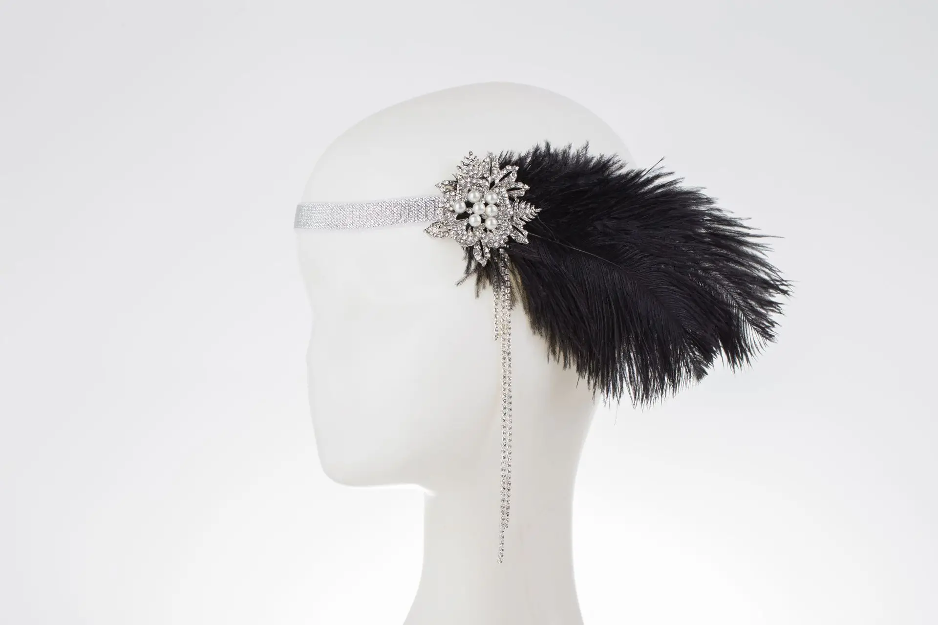 1920S 20S GATSBY CHARLESTON FLAPPER FANCY DRESS ACCESSORIES feather headband COSTUME KIT Cigarette holder gloves pearl necklace