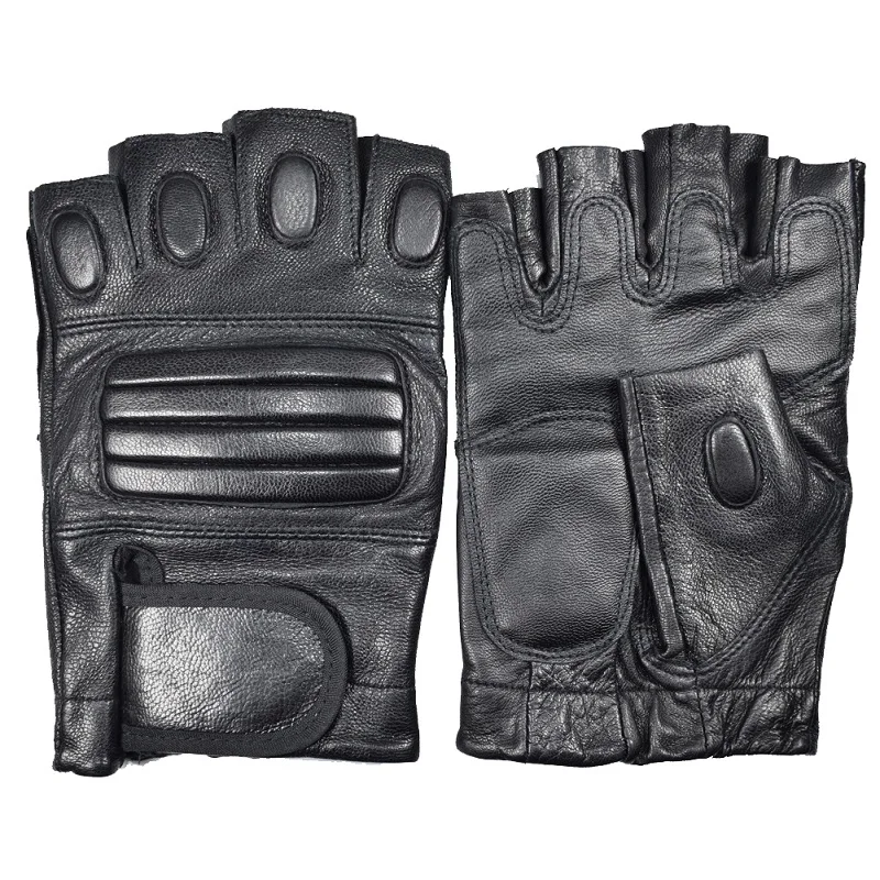 Мужские перчатки без пальцев KUYO унисекс из натуральной кожи|genuine leather gloves|mens fingerless