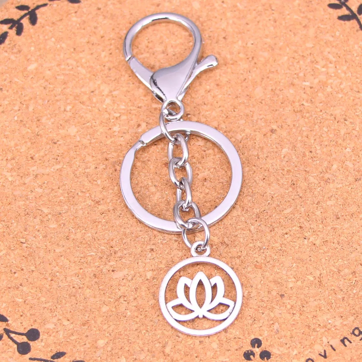 New Fashion Silver Color Alloy Metal Pendant lotus flower Key Chain Key
